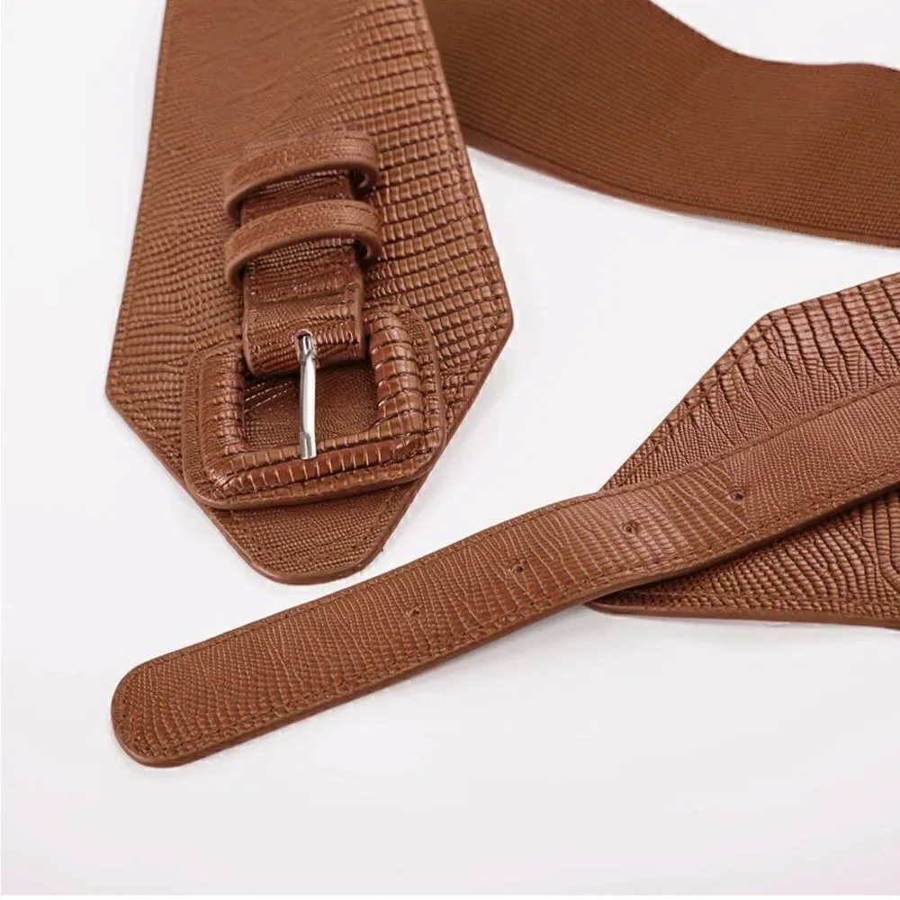 Tan Textured Waistband Belt